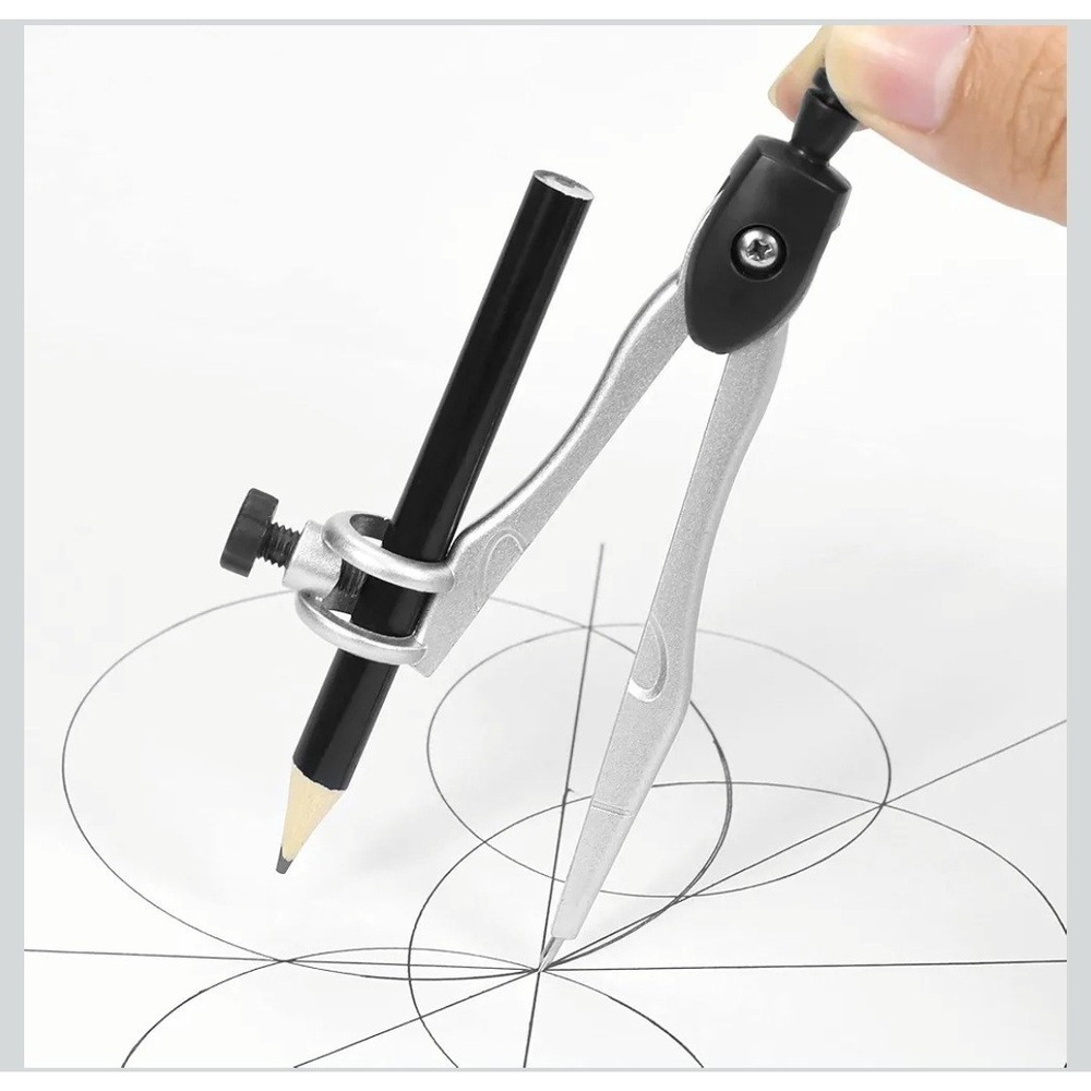 Student Geometry Set 10 Piece, Compass Ruler Protractor, Drafting Tools,‎ Black - Picture 4 of 6